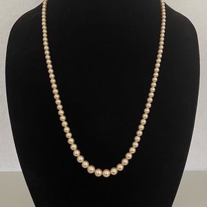 Vintage Graduated, Simulated Pearl Necklace, Lobster Claw Clasp